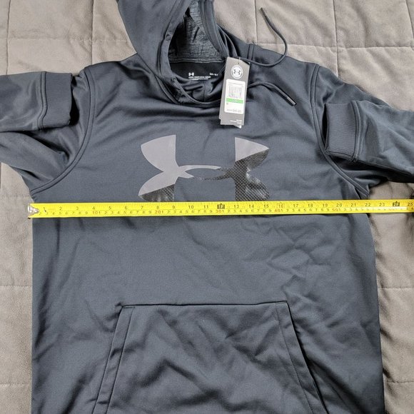 Under Armour Mens Large Black Big Logo Hoodie Graphic Print Long Sleeve - Picture 6 of 10